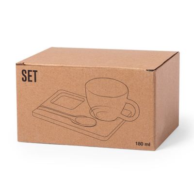 Чашка с ложкой на  подставке MORKE 180мл,16,4х8х12,3 см, боросиликатное стекло, бамбук, прозрачный-3