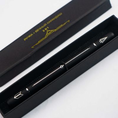 Ручка шариковая + карандаш вечный 2 в 1 soft, черный-9