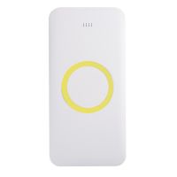 Универсальное зарядное устройство (8000mAh) с функцией беспроводной зарядки SATURN, белый, желтый