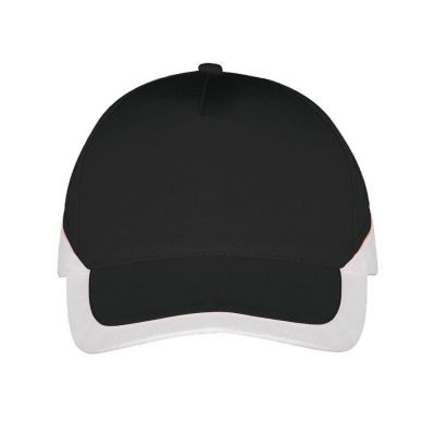 Бейсболка BOOSTER, 5 клиньев, металлическая застежка, черный, белый-2