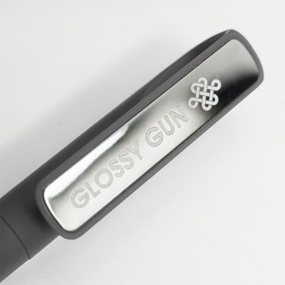 Ручка шариковая GLOSSY GUN с покрытием soft touch, черный, серебристый-5