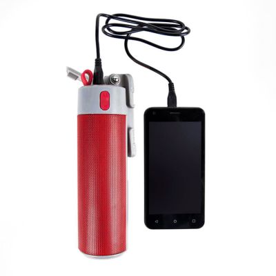 Bluetooth колонка TURBO TUBE с зарядным устройством (2000mAh) и моноподом, красный, серый-9