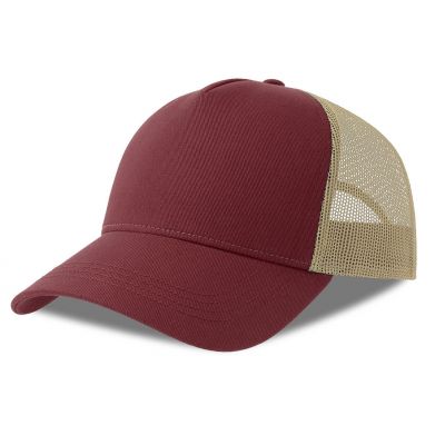 Бейсболка RAPPER COTTON-S, 5 клиньев, пластиковая застёжка, бордовый, бежевый-0