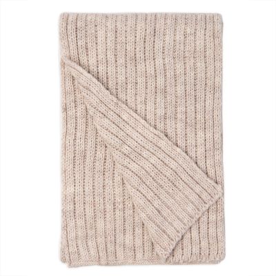 Шарф вязаный НАСВЯЗИ© шерсть/акрил, бежевый-1