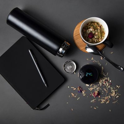 Термос THERMO с ситечком и индикатором температуры, 500 мл, черный-7