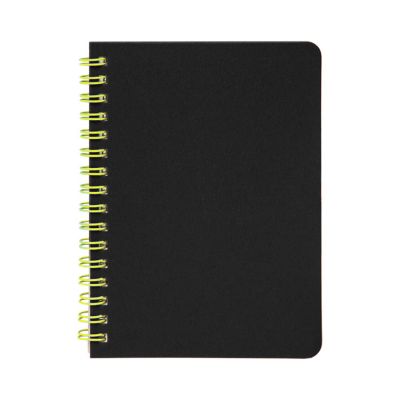 Блокнот на двойной пружине HELIX MINI, 105 х 150  мм, черный с желтым, блок в клеткуБлокнот HELIX MINI, черный, желтый-1