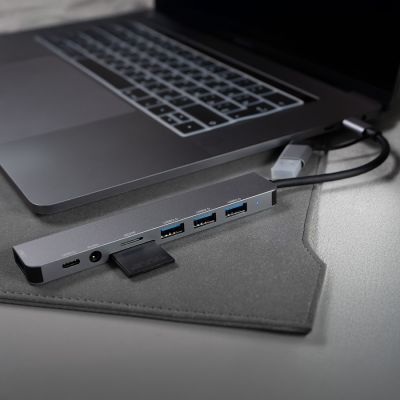 USB-хаб ROOT 8 в 1, серый, алюминий-4