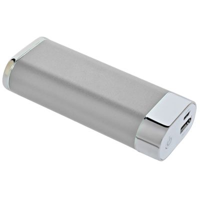 Универсальное зарядное устройство 'Light' (5200mAh) с фонариком, серебристый-2