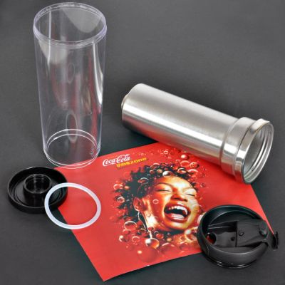 Термокружка IDEA под полиграфическую вставку, 420 мл, нержавеющая сталь/пластик, прозрачный-5