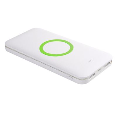 Универсальный аккумулятор с функцией беспроводной зарядки SATURN,белый со светло-зеленым,15х, белый, зеленое яблоко-1