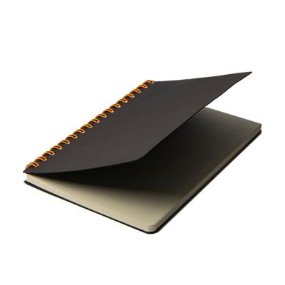 Блокнот на двойной пружине HELIX MINI, 105 х 150  мм, черный с оранжевым, блок в клетку, черный, оранжевый-4