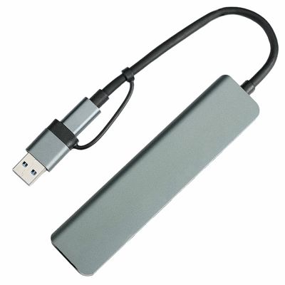 USB-хаб STEM 7 в 1, серый, алюминий-0