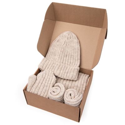 Шарф вязаный НАСВЯЗИ© шерсть/акрил, бежевый-3