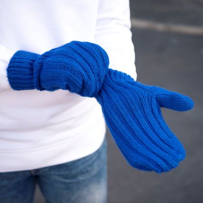 Варежки вязаные НАСВЯЗИ© шерсть/акрил, ярко-синий-3