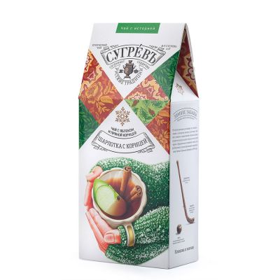 Чай со специями из серии 'СУГРЕВЪ Согревающий'  'Шарлотка с корицей' 60 гр., белый, зеленый-0