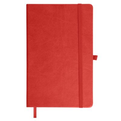 Бизнес-блокнот 'Justy', 130*210 мм, красный, твердая обложка,  резинка 7 мм, блок-линейка, ярко-красный-1