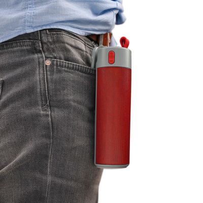 Bluetooth колонка TURBO TUBE с зарядным устройством (2000mAh) и моноподом, красный, серый-11