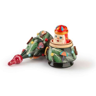 Ёлка-матрёшка ручной работы из натурального дерева, разные цвета-1