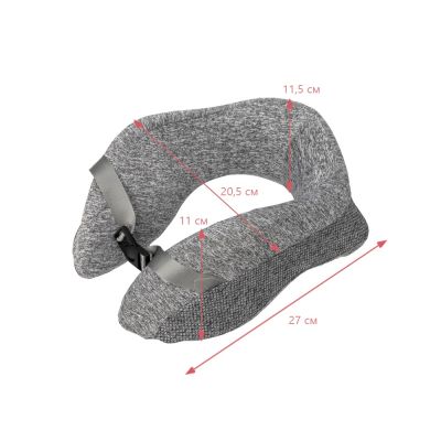 Подушка TORBER, дорожная, с эфектом памяти, серая, полиэстер, 20х27х10 см-5
