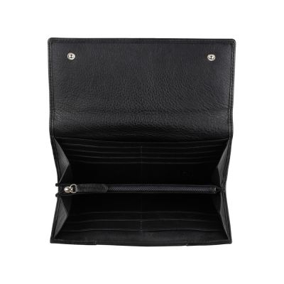 Кошелёк женский BUGATTI Lady Top, чёрный, натуральная воловья кожа, 20х2,5х10,5 см-3