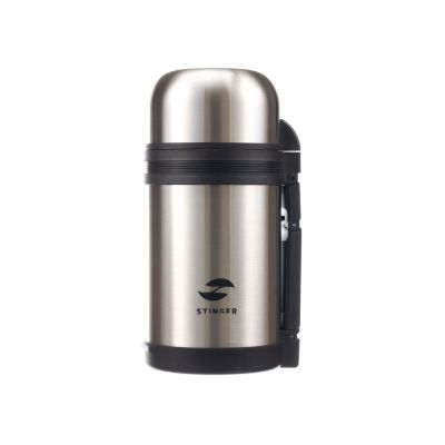 Термос Stinger, 1 л, широкий с ручкой, нержавеющая сталь, серебристый, 12,2 х 10,5 х 23,3 см-0