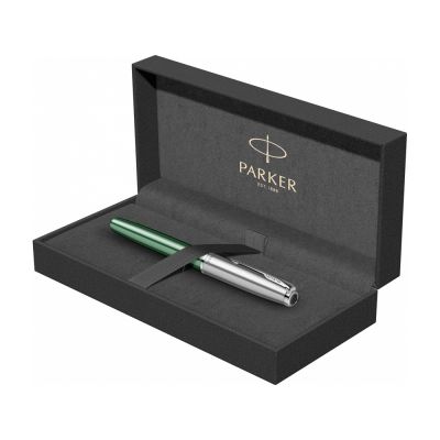 Ручка-роллер Parker Sonnet Essentials Green SB Steel CT, цвет чернил black, перо: F, в подарочной упаковке.-7