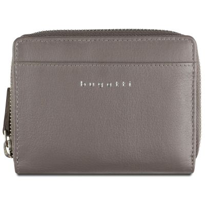 Кошелёк женский BUGATTI Lady Top, на молнии, серый, натуральная воловья кожа, 12х2,5х9 см-1