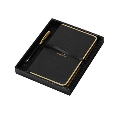 Набор: записная книжка, ручка William Lloyd , черный/золотистый-1