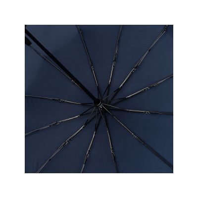 Зонт складной мужской TORBER, автомат, 3 сложения, синий, каркас сталь/файбергласс, эпонж, пластиковая ручка, диаметр 103 см-3