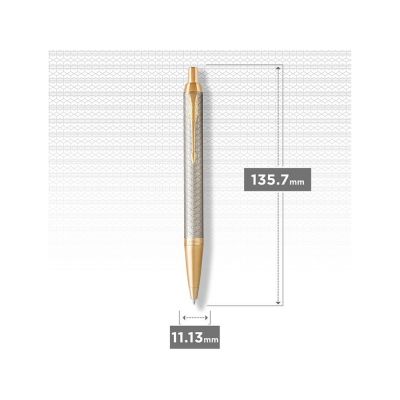 Шариковая ручка Parker IM Premium Warm Silver (grey)  GT, стержень: M, цвет чернил: blue, в подарочной упаковке.-4