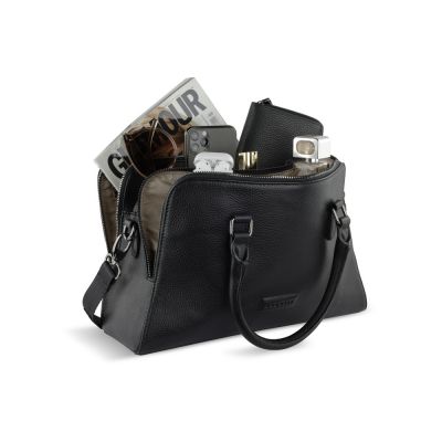 Сумка женская BUGATTI Elsa, чёрная, воловья кожа/полиэстер, 32х13х22 см-9