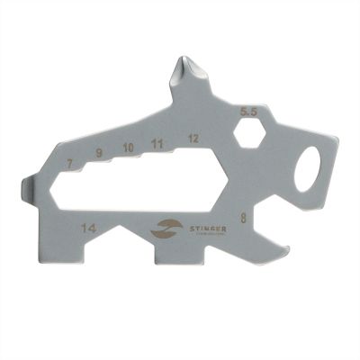 Мини-мультитул карманный Stinger, 61 x 35 мм, 5 функций, кабан, нержавеющая сталь, серебристый, в блистере-1