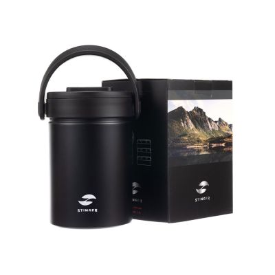 Термос ланч-бокс Stinger, 1,7 л, широкий, сталь, чёрный, три контейнера, 16,1 x 14,9 x 21,5-6