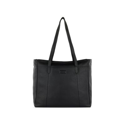 Сумка дорожная женская BUGATTI Elsa, чёрная, воловья кожа/полиэстер, 57х15х37 см-1