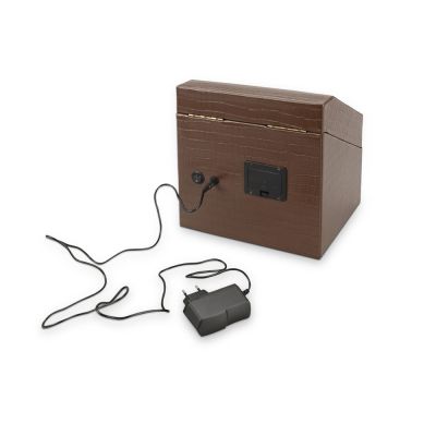 Шкатулка кожаная для часов с автоподзаводом Респект, коричневый-2