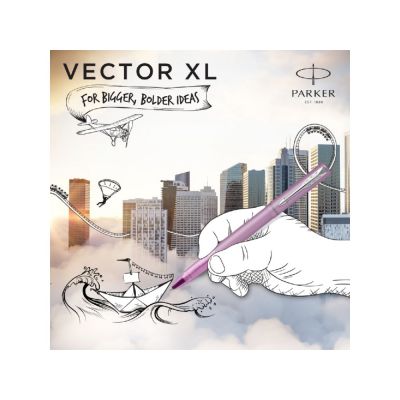 Ручка-роллер Parker Vector  XL Lilac CT, цвет чернил black, стержень: F, в подарочной упаковке.-16