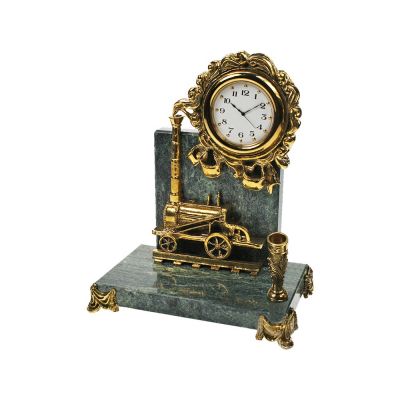 Настольный прибор Первый паровоз с держателем для ручки, зеленый/золотистый-0