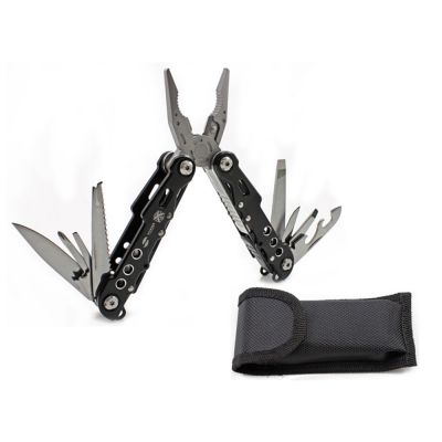 Мультитул Stinger, 105x45 мм, 9 функций, сталь/алюминий, чёрный, в комплекте нейлоновый чехол-0