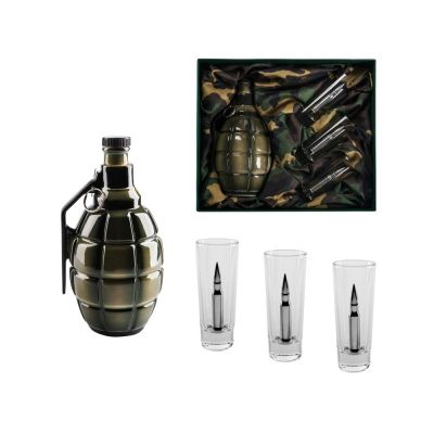 Подарочный набор для водки с фарфоровым штофом Бей врага до последнего патрона-0