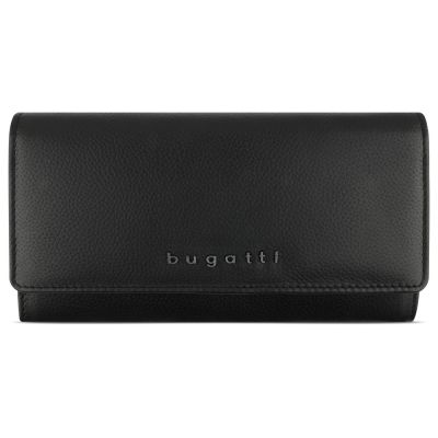 Кошелёк женский BUGATTI Bella, с RFID защитой, чёрный, воловья кожа/полиэстер, 19х3х10 см-1