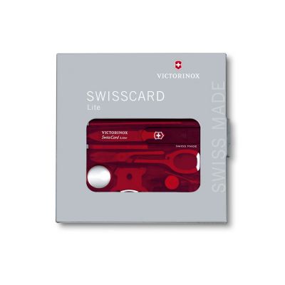 Швейцарская карточка VICTORINOX SwissCard Lite, 13 функций, полупрозрачная красная-2