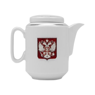 Чайный набор с подстаканником и фарфоровым чайником ЭГОИСТ-М, серебристый/белый-2