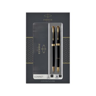 Набор из двух ручек Parker SONNET BLACK GT перьевая и шариковая ручка-0