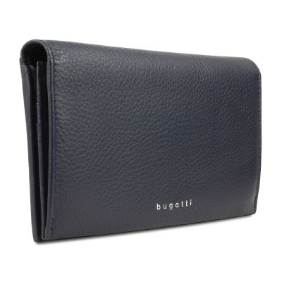 Кошелёк женский BUGATTI Lady Top, тёмно-синий, натуральная воловья кожа, 19,5х2х10 см-0