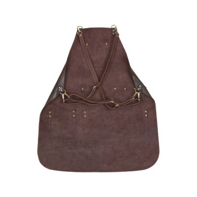 Фартук из натуральной кожи, материал: натуральная кожа КРС, цвет фартука: темно-коричневый, цвет ремней: коричневый тёмный, фурнитура из металлического сплава ЦАМ, цвет фурнитуры: антик, размер универсальный-6