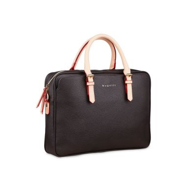 Портфель женский BUGATTI Ella 15'', тёмно-коричневый, полиуретан, 38х6х27,5 см-0