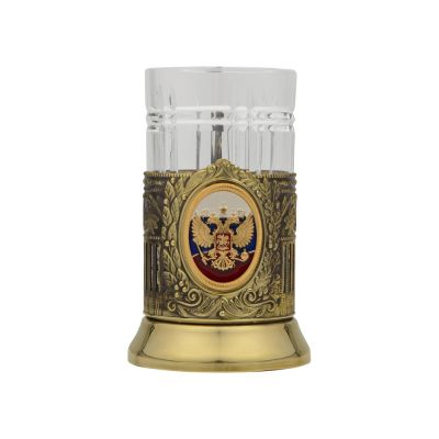 Чайный набор с подстаканником и фарфоровым чайником ЭГОИСТ-Л, золотистый/белый-3