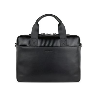 Портфель мужской BUGATTI Comet, чёрный, воловья кожа/полиэстер, 37х6х27 см-1