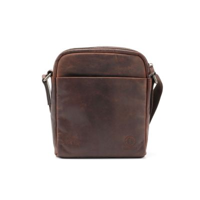 Сумка через плечо KLONDIKE DIGGER Jake, натуральная кожа цвета коньяк, 26 x 22 x 7 см-4