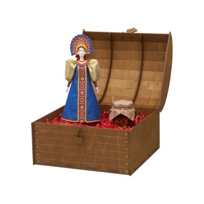 Подарочный набор: кукла фарфоровая, мед, синий-3